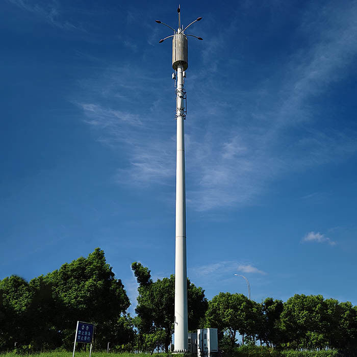 Bột phủ 40m ăng-ten thép Monopoles với nền tảng