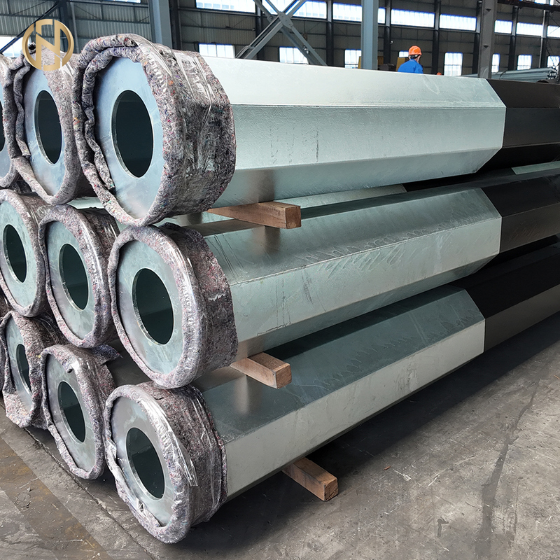 Cột thép đường dây truyền tải mạ kẽm nhúng nóng hình bát giác xuất khẩu chất lượng cao