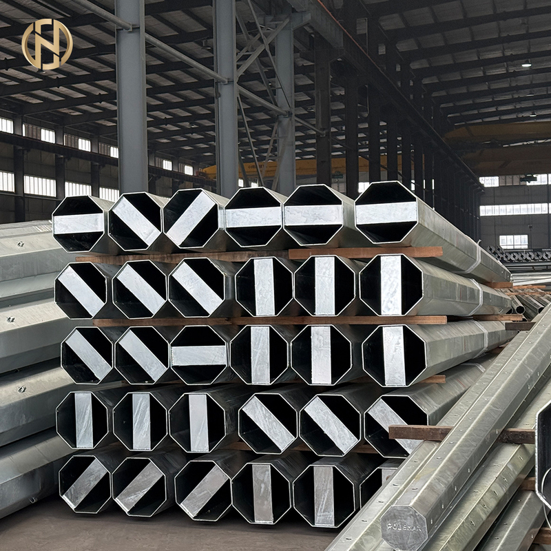 Cột thép đường dây truyền tải mạ kẽm nhúng nóng hình bát giác xuất khẩu chất lượng cao