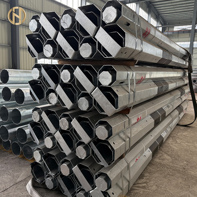 Cột thép đường dây truyền tải mạ kẽm nhúng nóng hình bát giác xuất khẩu chất lượng cao