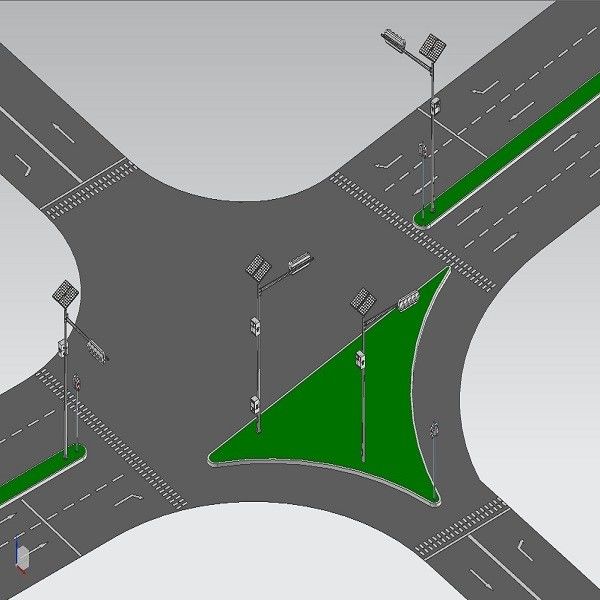 Cross Road Cài đặt tín hiệu giao thông Bài 3M 3,3M Loại thẳng