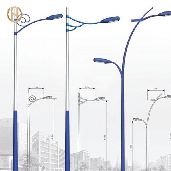 Cột ánh sáng đường phố 6-15M Cực nhẹ bằng thép chống ăn mòn với nhiều thiết kế