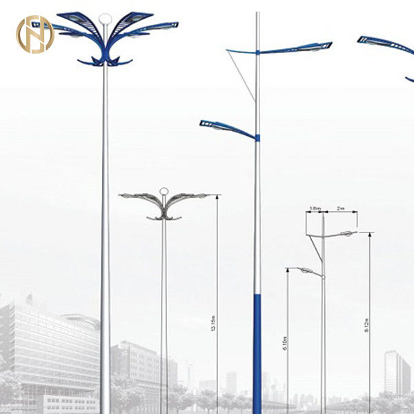 Cột đèn năng lượng mặt trời mạ kẽm nhúng nóng 6m 7m 9m 10m 12m Thép Q235