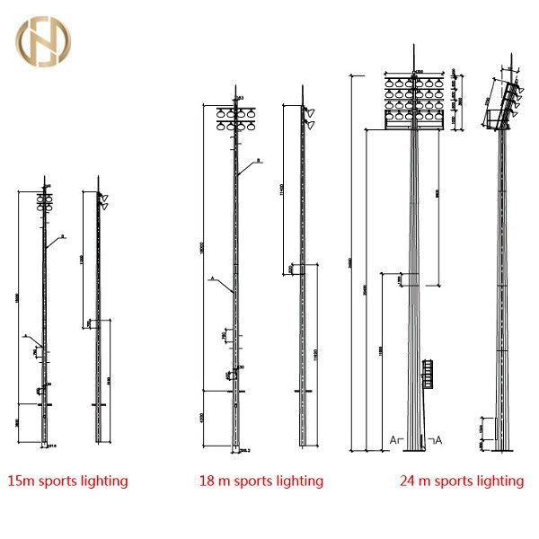 Hình dạng Dodecagon Cực nhẹ mạ kẽm cao 75FT 80FT