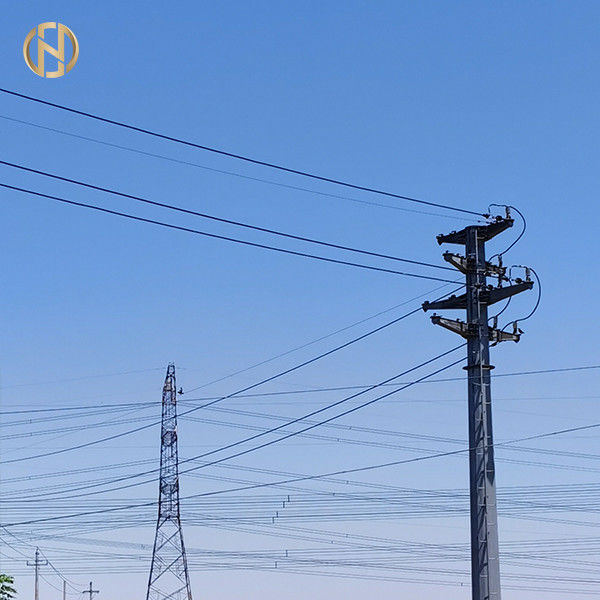 Màu xám mạ kẽm hình bát giác cực 69KV NEA 50FT 55FT 60FT 65FT 70FT