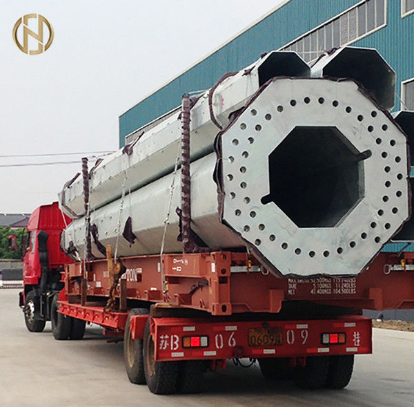 100FT 120FT Cột viễn thông ASTM A572 GR65 Thép đắm nóng kẽm
