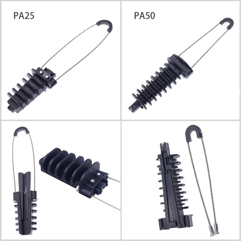 Đường dây trên không bằng nhựa Kẹp dây cáp quang Anchoring căng thẳng
