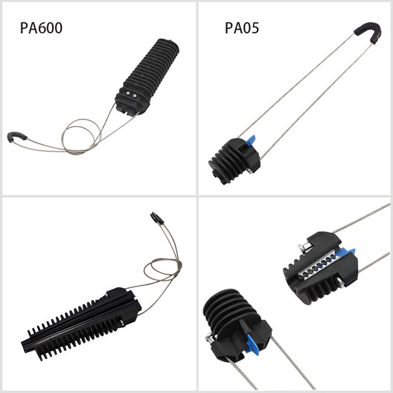 Đường dây trên không bằng nhựa Kẹp dây cáp quang Anchoring căng thẳng